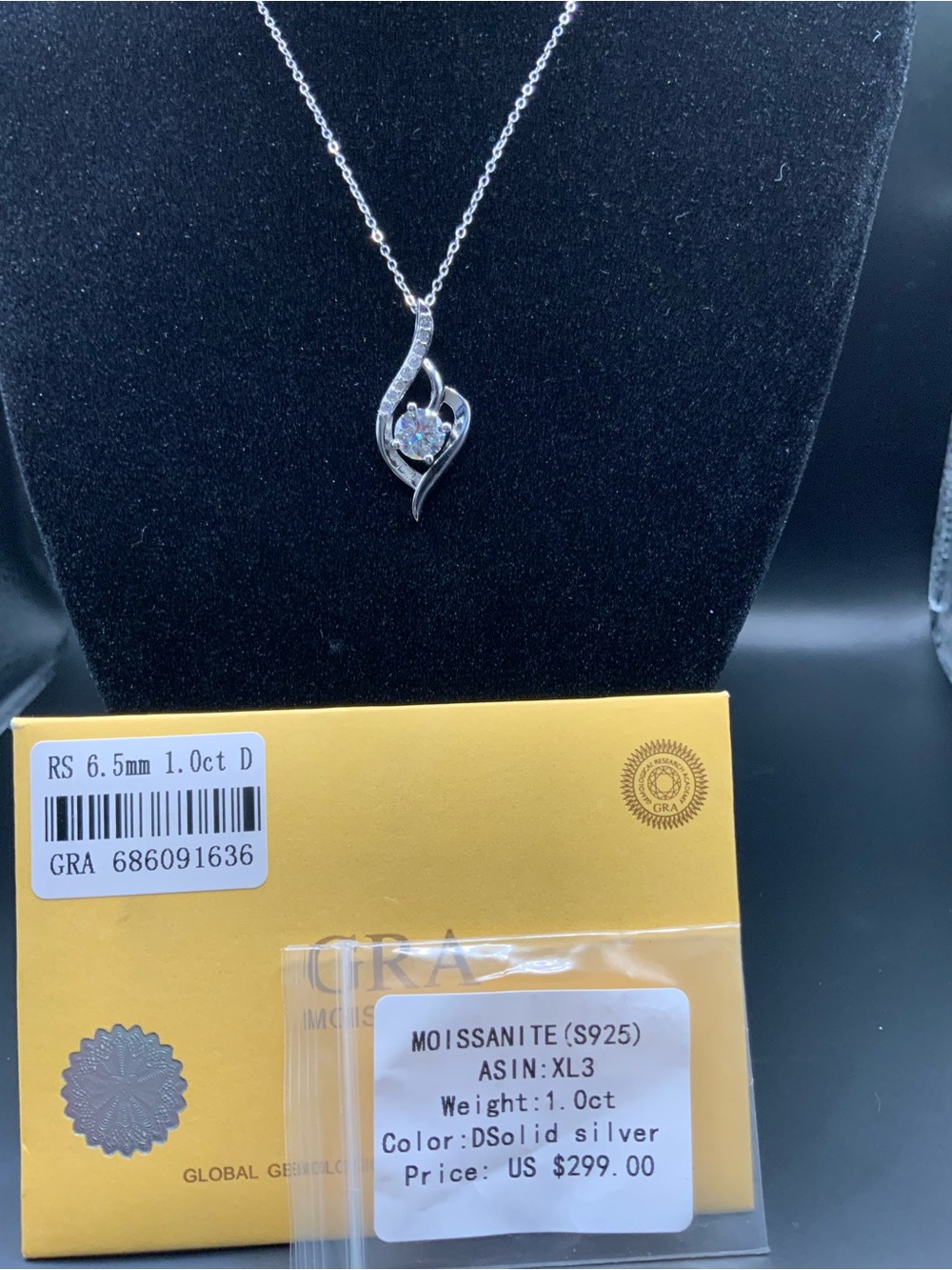 Moissanite Heart Pendant Necklace in Solid Silver - D Color